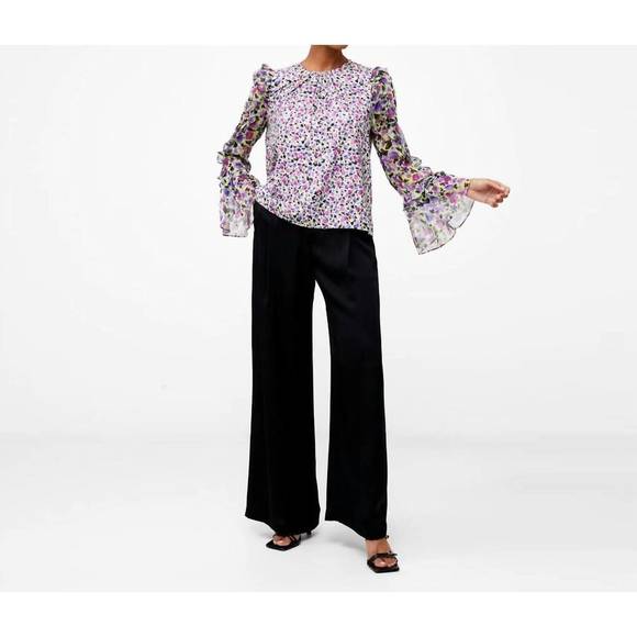 NEW FRENCH CONNECTION alezzia ely jacquard mix top in sharp green - Picture 2 of 4